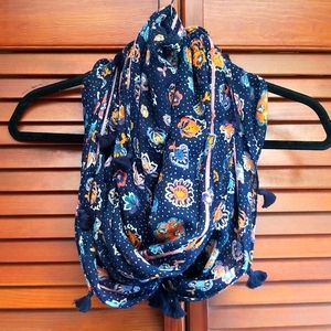 Blue Infinity Scarf With Tassels